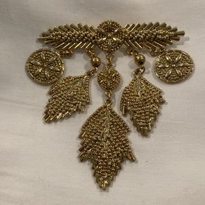 Statement Piece Gold Feather Leaf Brooch